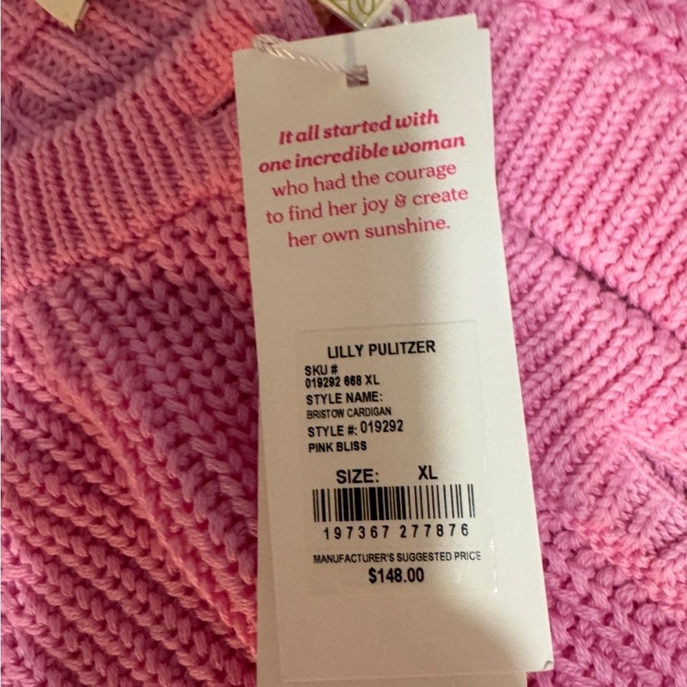 Lilly Pulitzer Bristow Ribbed Cardigan & Matching Tank Set In Pink Bliss NWT XL - Picture 15 of 16